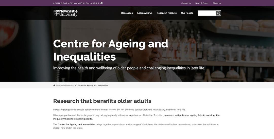 Centre for Ageing and Inequalities screenshot