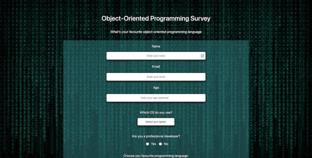 Survey Form screenshot