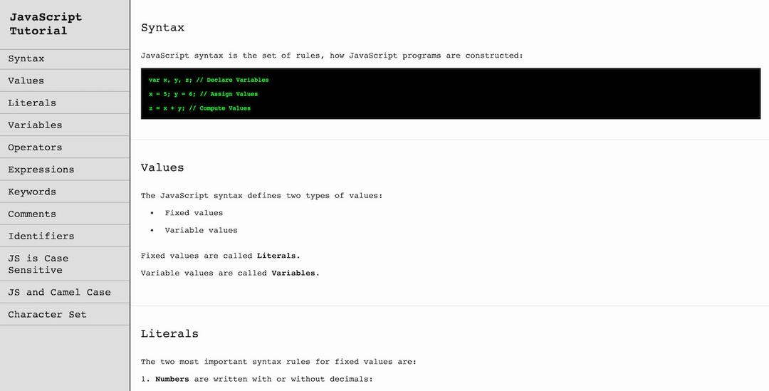 Technical Documentation Page screenshot