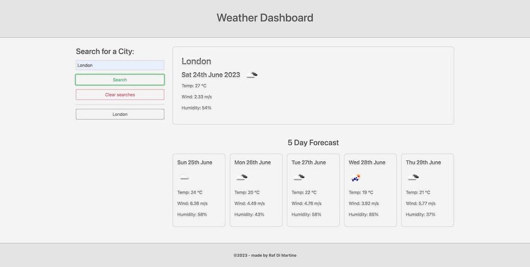 Weather Dashboard screenshot